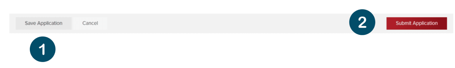 Step 1 Save Application Step 2 Submit Application